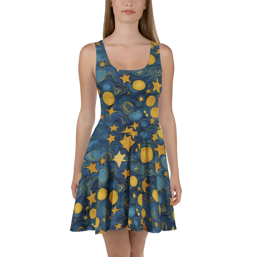Gilded Galaxy on Skater Dress — Front