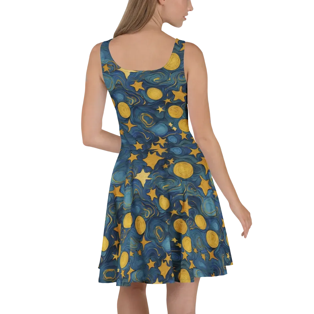Gilded Galaxy on Skater Dress — Back