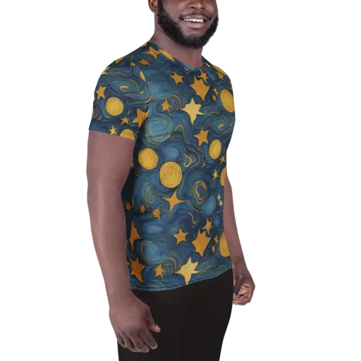 Gilded Galaxy on a Men's Athletic T-Shirt