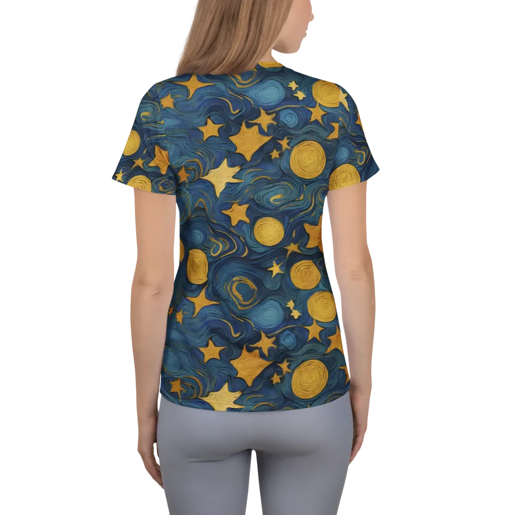 Gilded Galaxy on Women's Athletic T-Shirt — Back