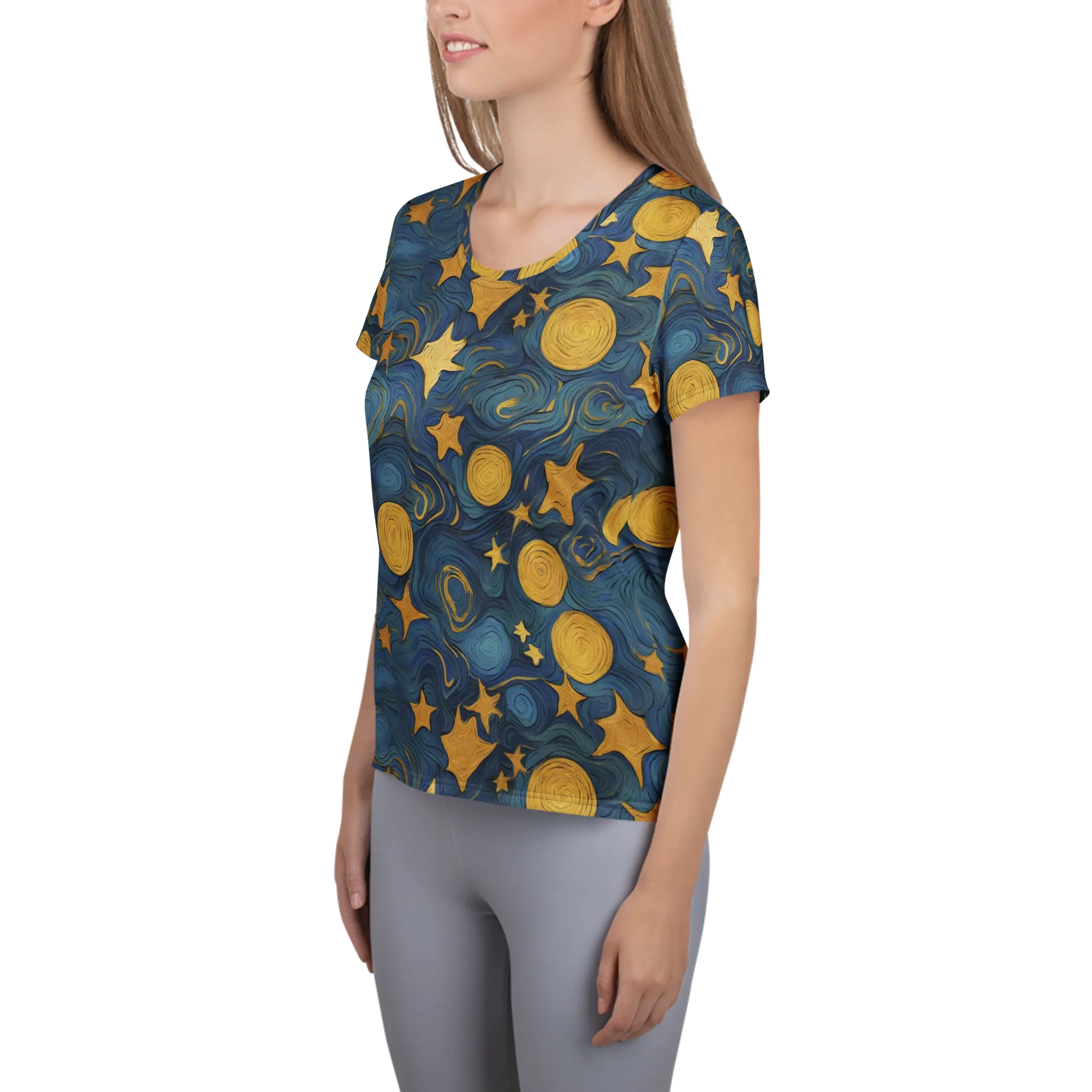 Gilded Galaxy on Women's Athletic T-Shirt — Left