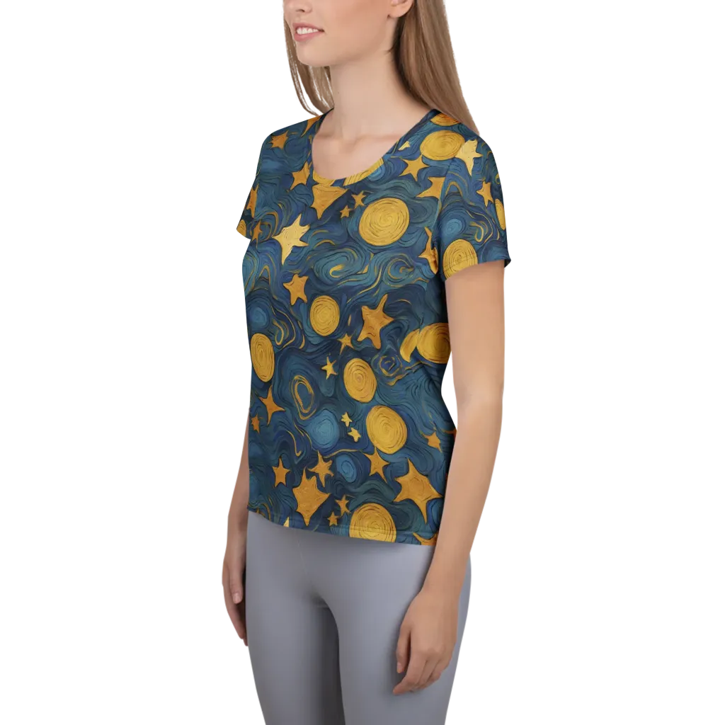 Gilded Galaxy on Women's Athletic T-Shirt — Left