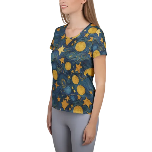 Gilded Galaxy on a Women's Athletic T-Shirt