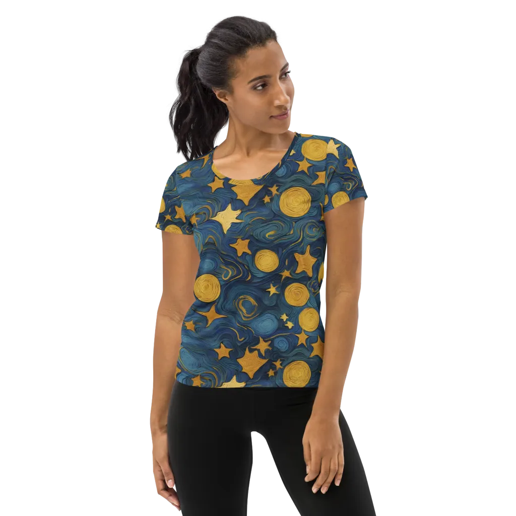 Gilded Galaxy on Women's Athletic T-Shirt — Front
