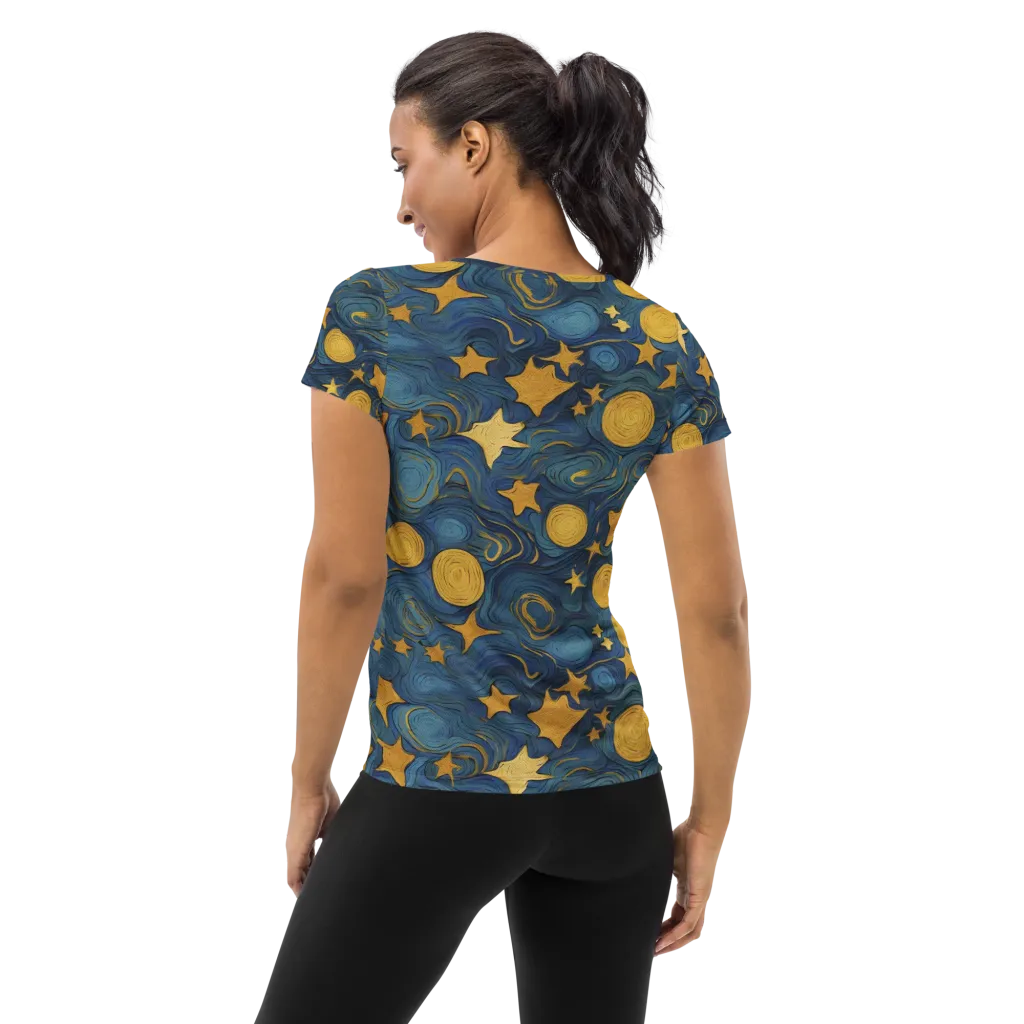 Gilded Galaxy on Women's Athletic T-Shirt — Back