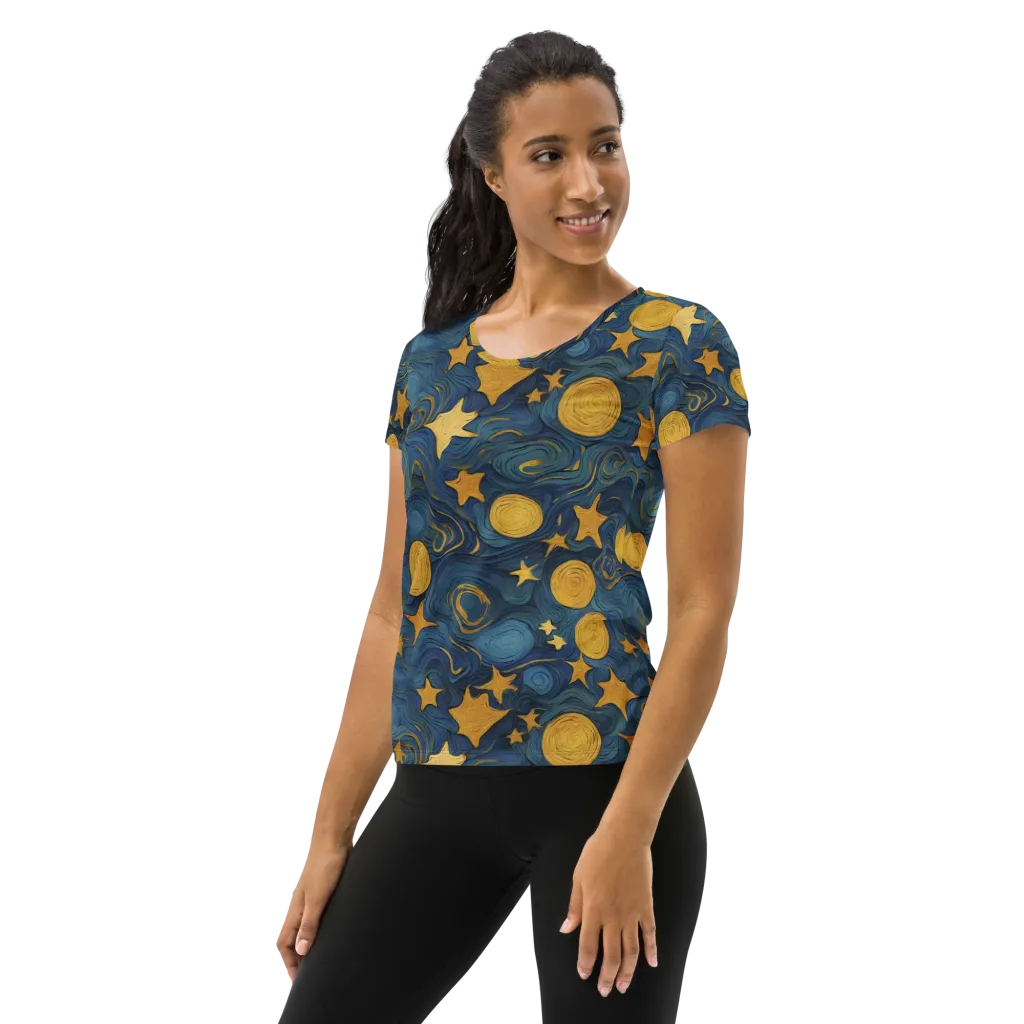 Gilded Galaxy on Women's Athletic T-Shirt — Left
