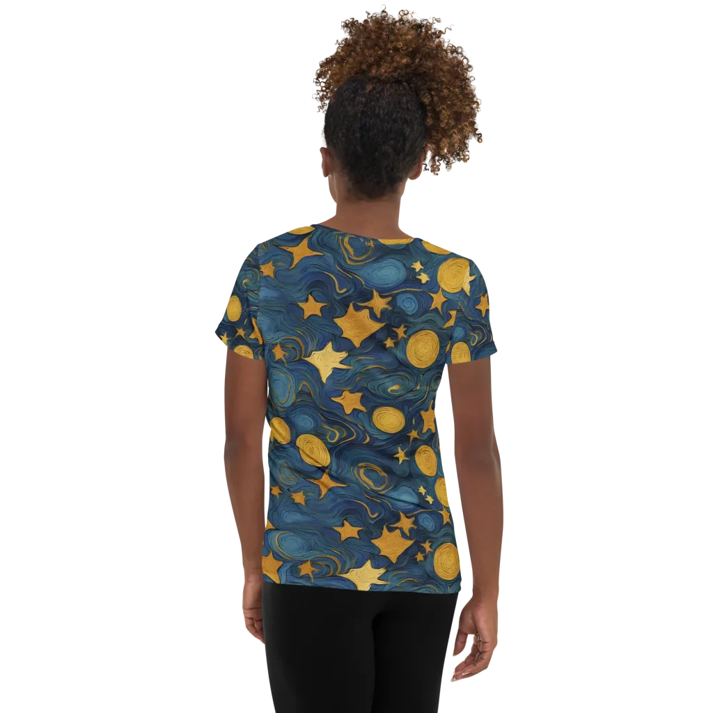 Gilded Galaxy on Women's Athletic T-Shirt — Back