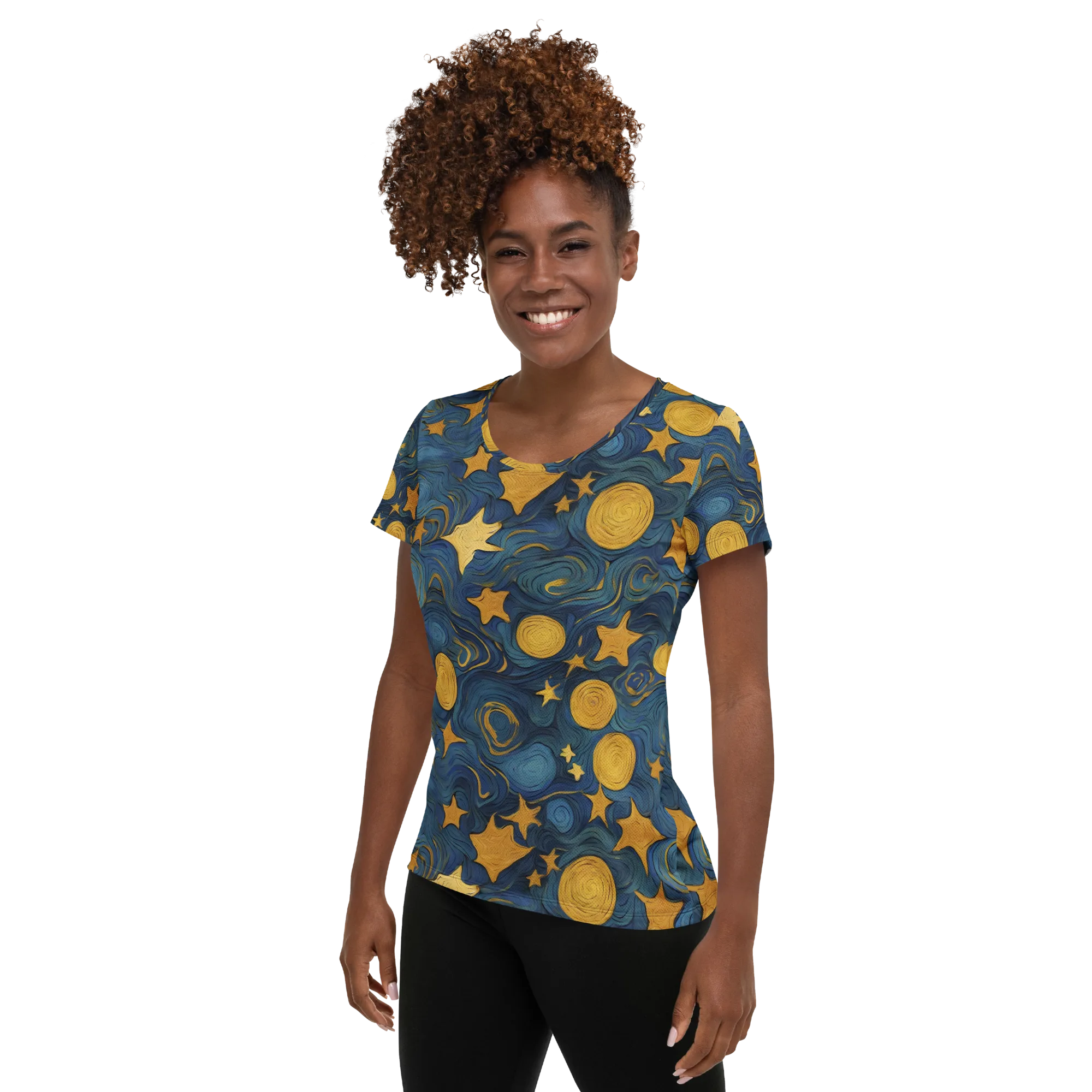 Gilded Galaxy on Women's Athletic T-Shirt — Left