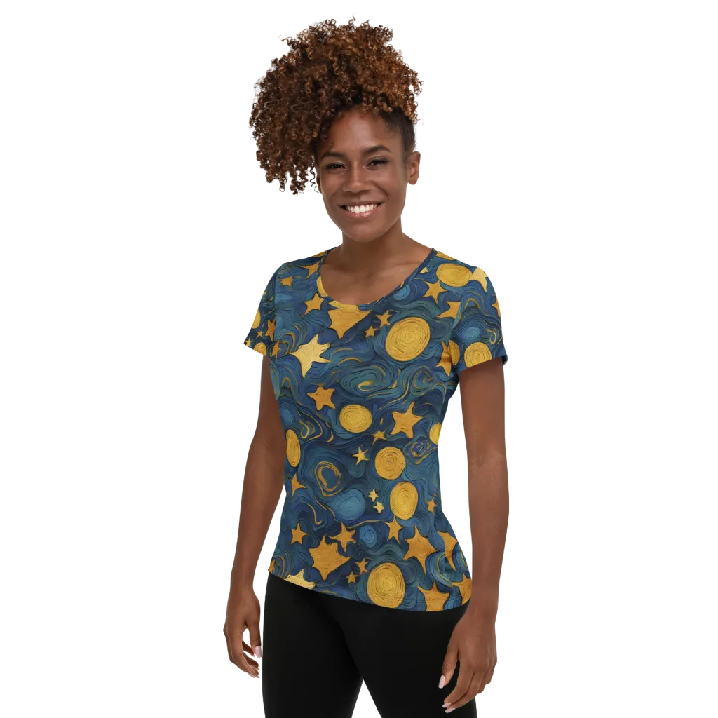 Gilded Galaxy on Women's Athletic T-Shirt — Left