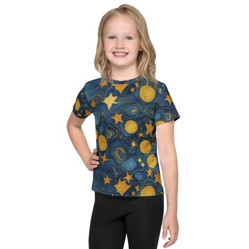 Gilded Galaxy on a Kids Crew Neck T-Shirt