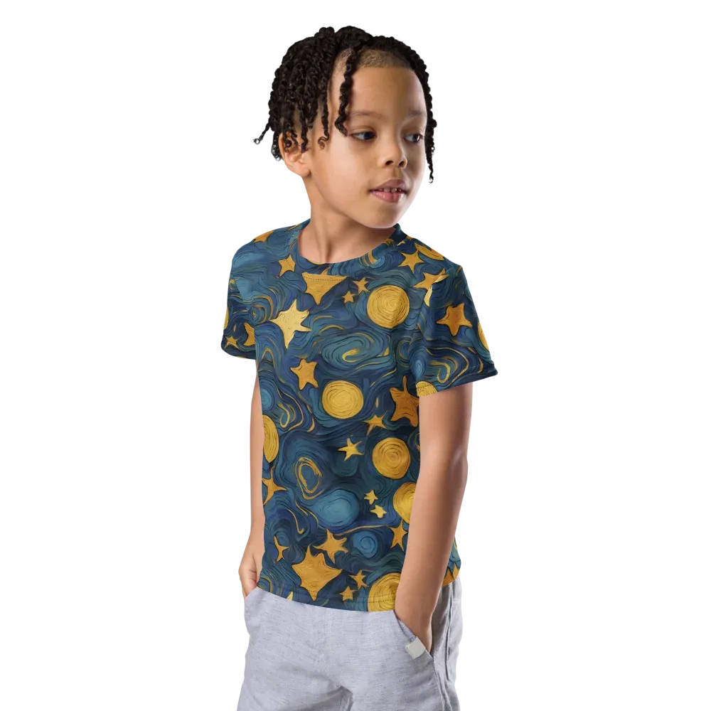 Gilded Galaxy on Kids Crew Neck T-Shirt — Left Front
