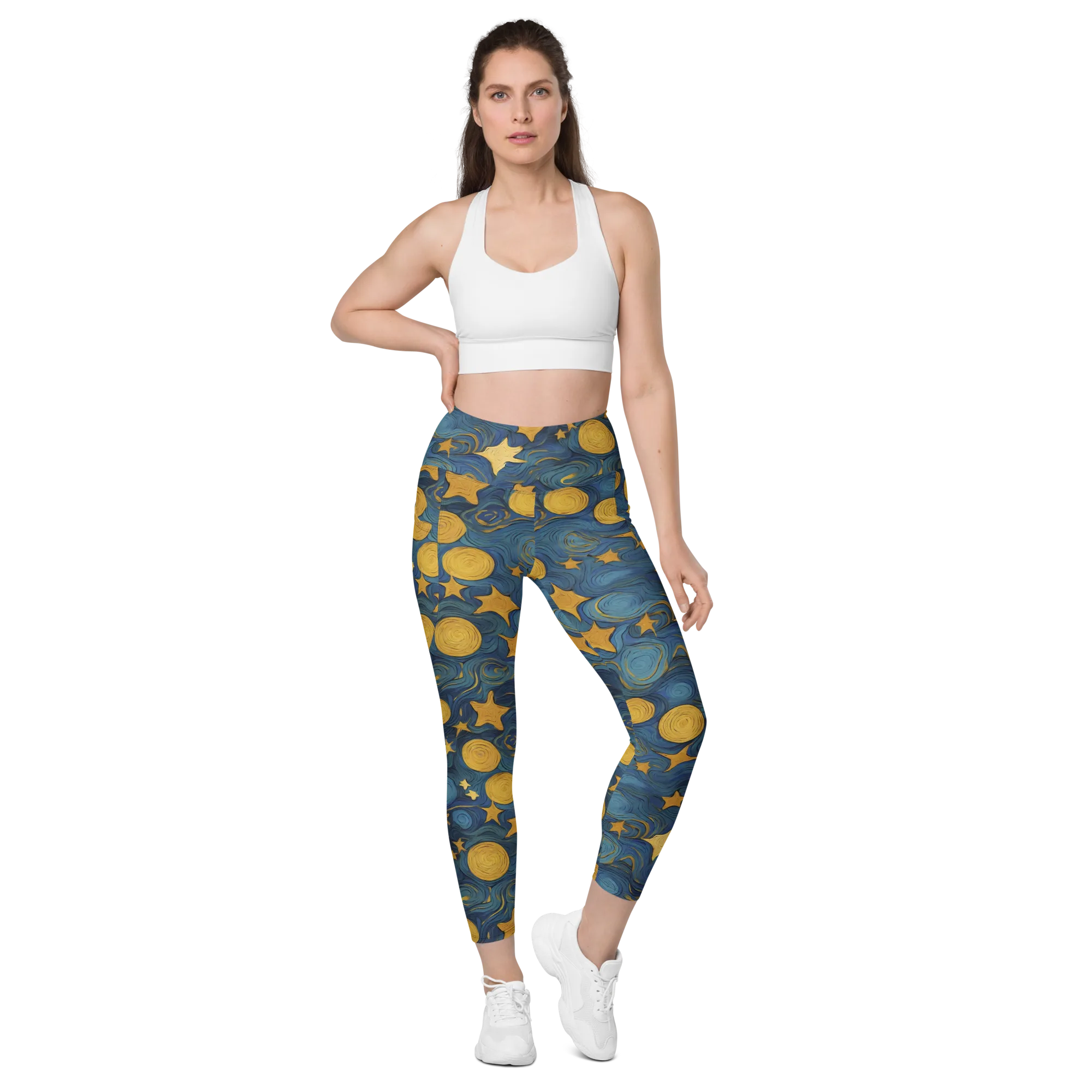 Gilded Galaxy on Leggings with Pockets — Front