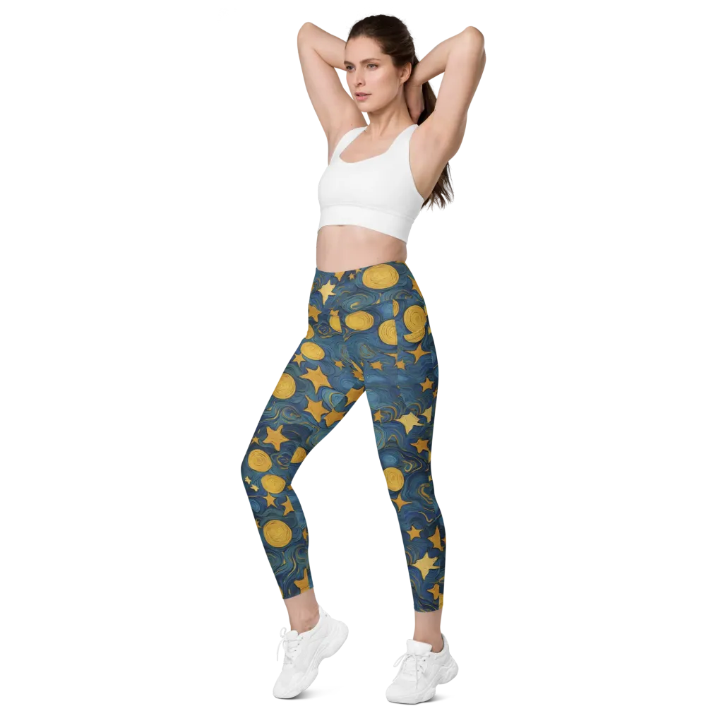 Gilded Galaxy on Leggings with Pockets — Left Front