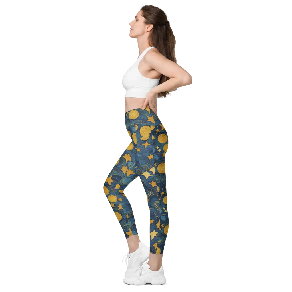 Gilded Galaxy on Leggings with Pockets — Left
