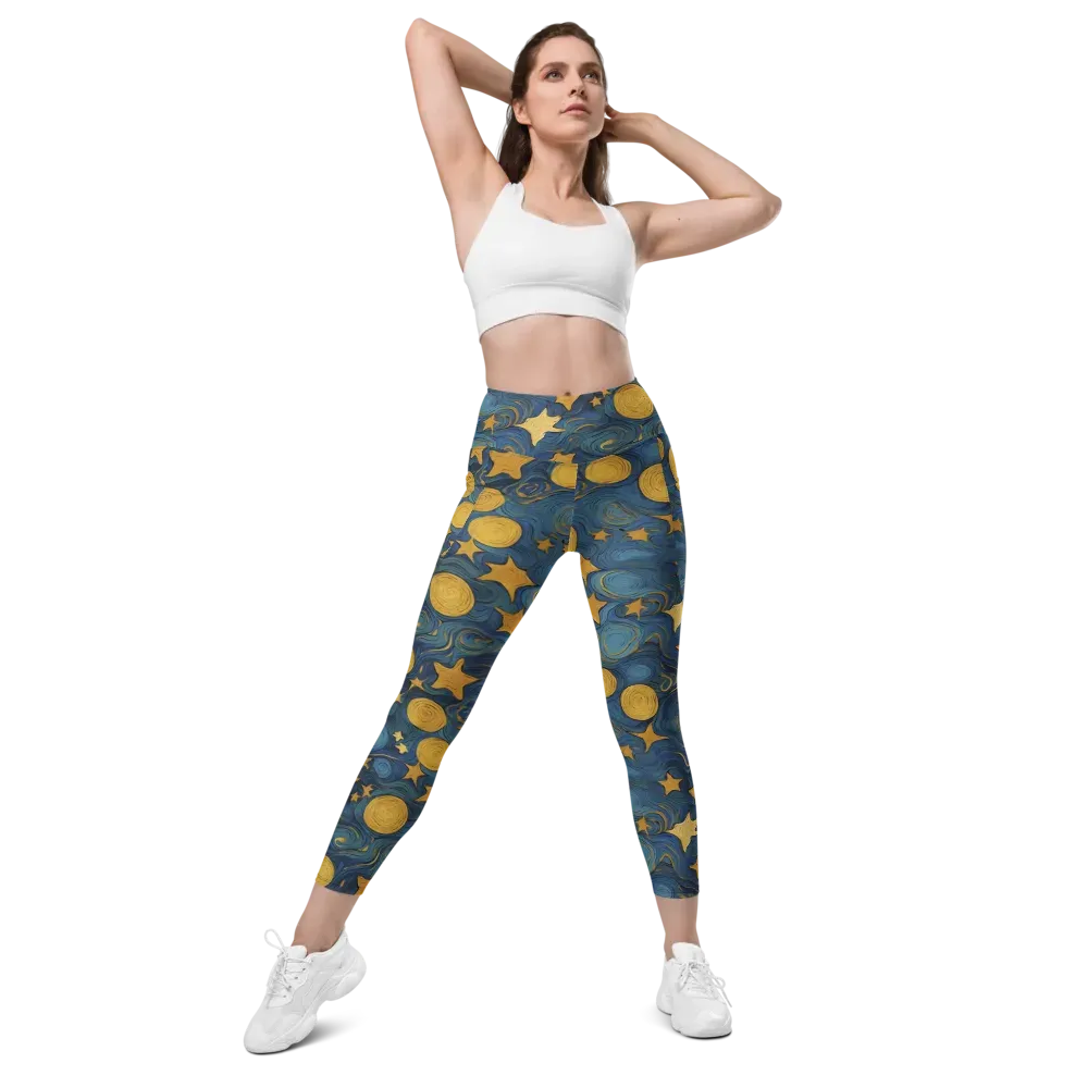 Gilded Galaxy on Leggings with Pockets — Front
