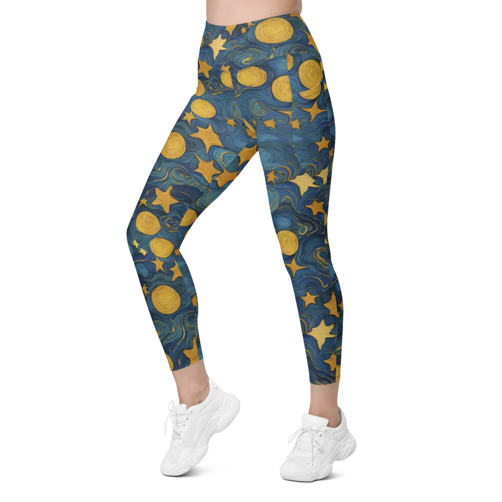 Gilded Galaxy on Leggings with Pockets — Left Front