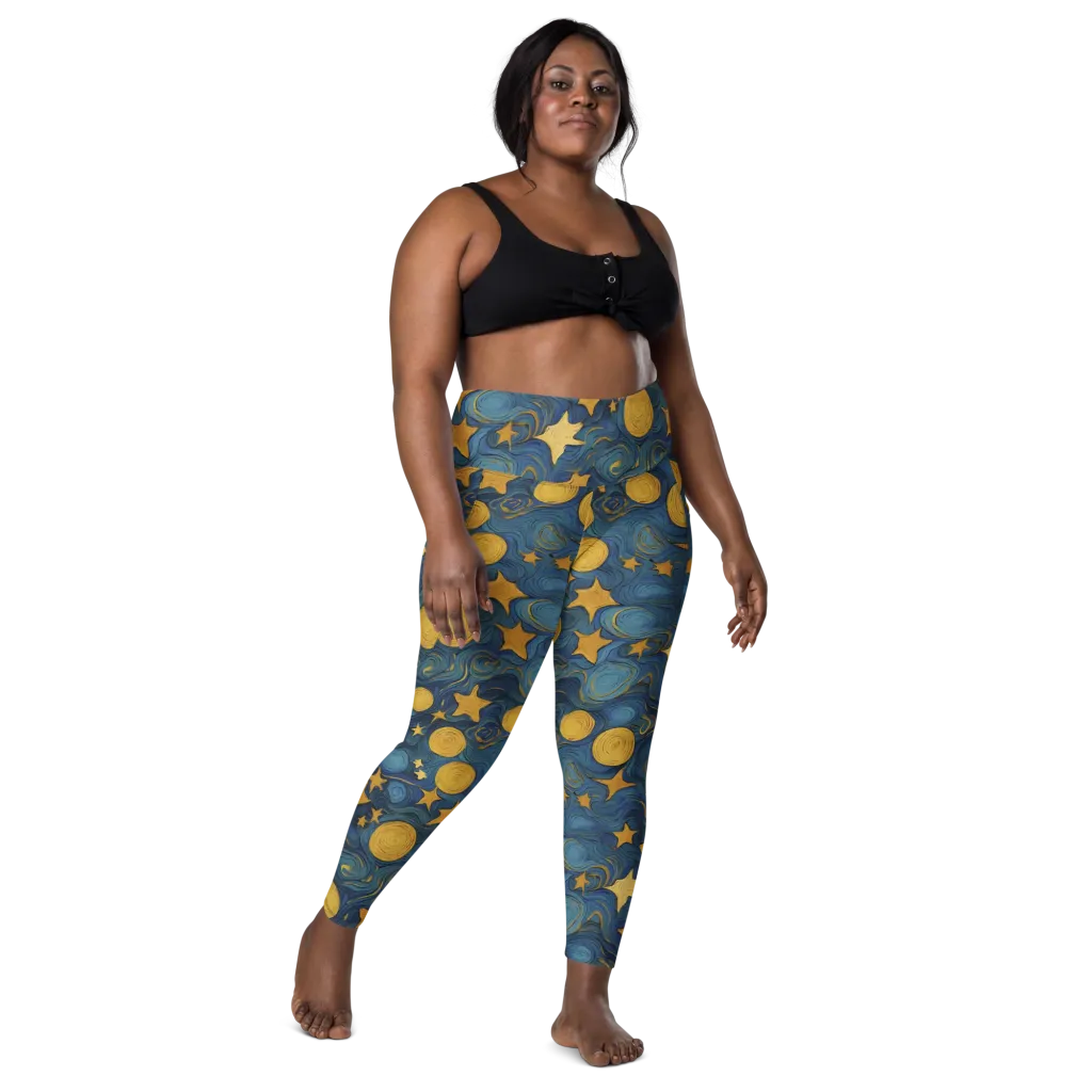 Gilded Galaxy on Leggings with Pockets — Front