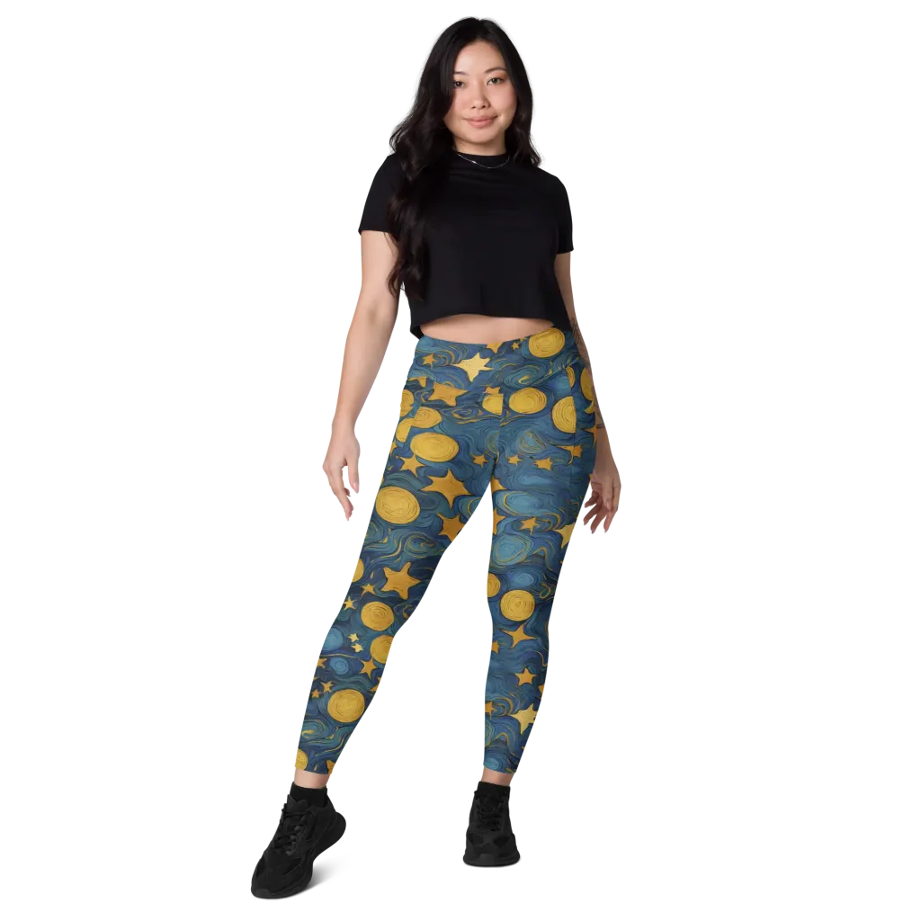 Gilded Galaxy on Leggings with Pockets — Front