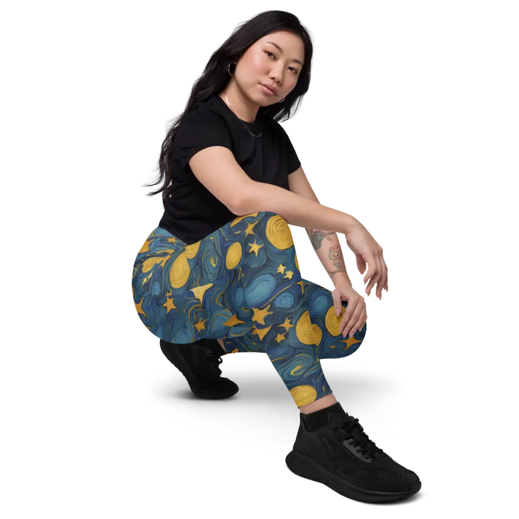 Gilded Galaxy on Leggings with Pockets — Right Front