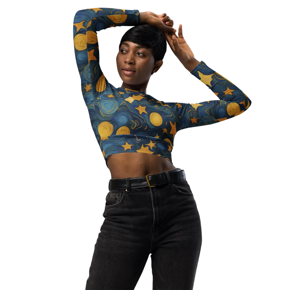 Gilded Galaxy on Long Sleeve Crop Top — Front