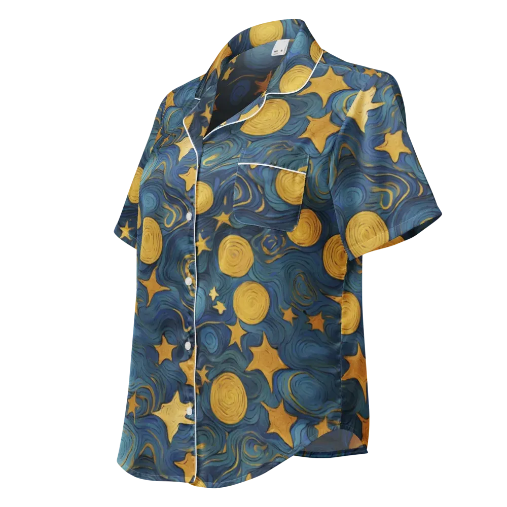 Gilded Galaxy on Women's Short Sleeve Pajama Top — Left Front