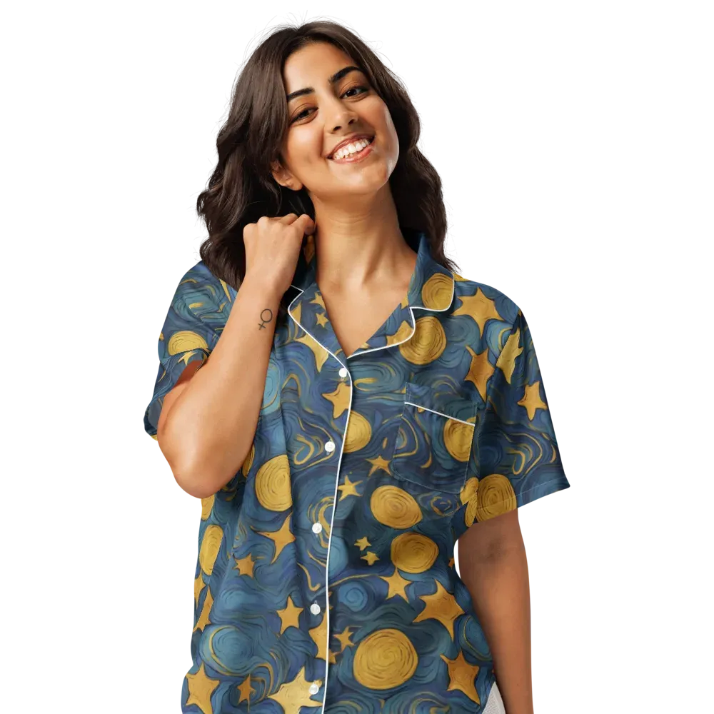 Gilded Galaxy on Women's Short Sleeve Pajama Top — Front
