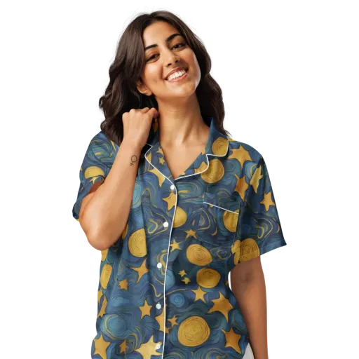 Gilded Galaxy on a Women's Short Sleeve Pajama Top