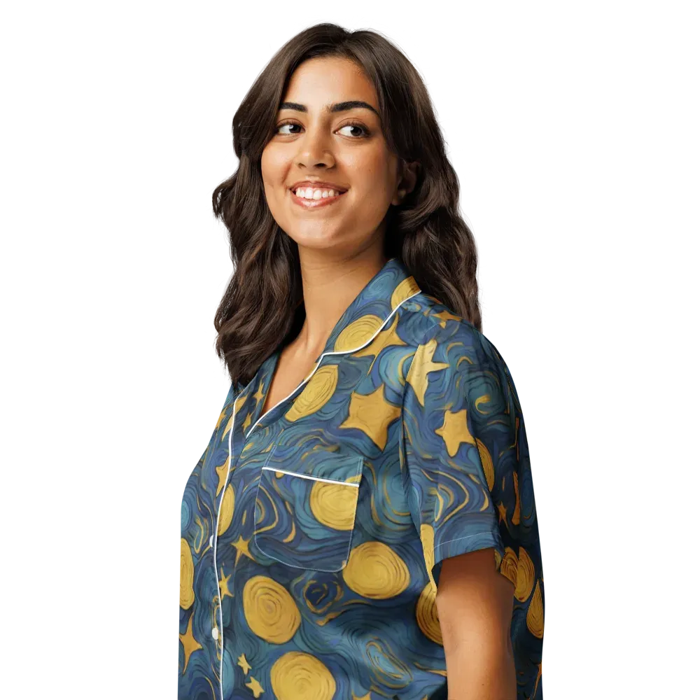 Gilded Galaxy on Women's Short Sleeve Pajama Top — Left Front