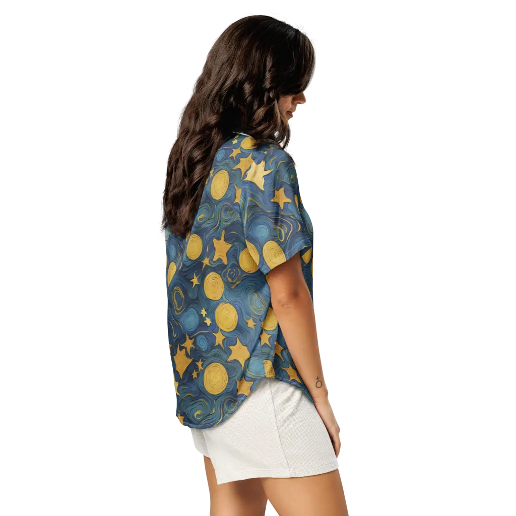 Gilded Galaxy on Women's Short Sleeve Pajama Top — Right Back