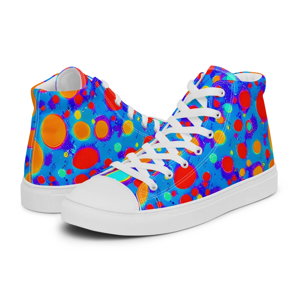 Chromatic Bubblebath on Men's High Top Canvas Shoes — Left