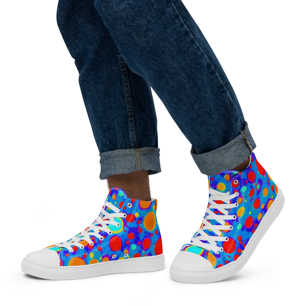 Chromatic Bubblebath on Men's High Top Canvas Shoes — Left