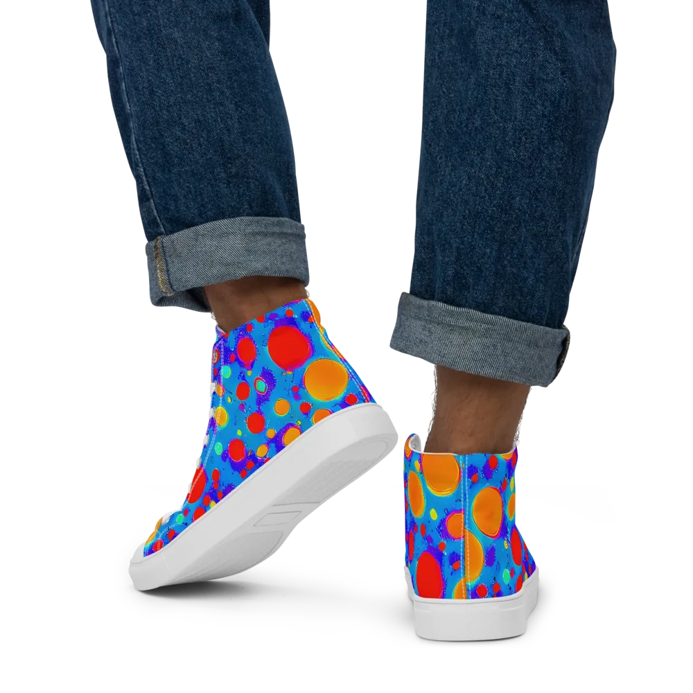 Chromatic Bubblebath on Men's High Top Canvas Shoes — Back