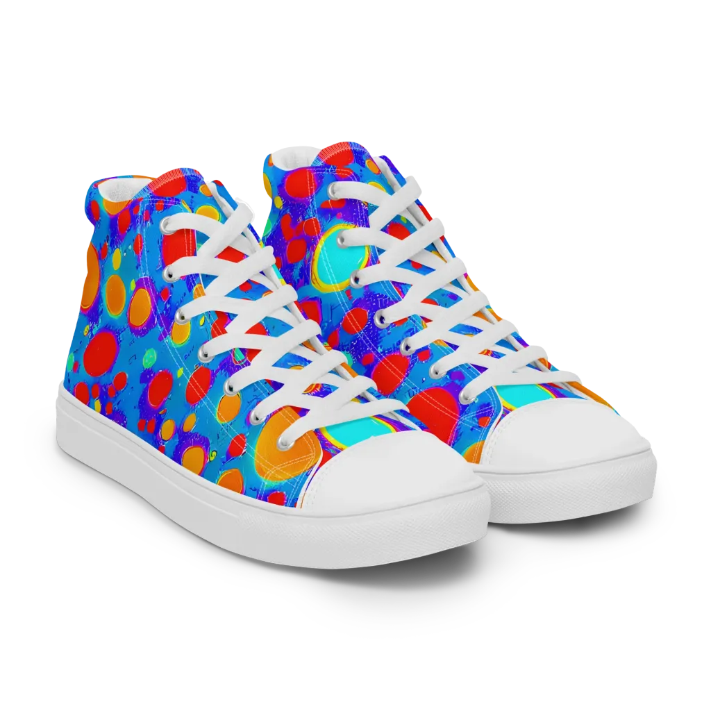 Chromatic Bubblebath on Women's High Top Canvas Shoes — Right Front