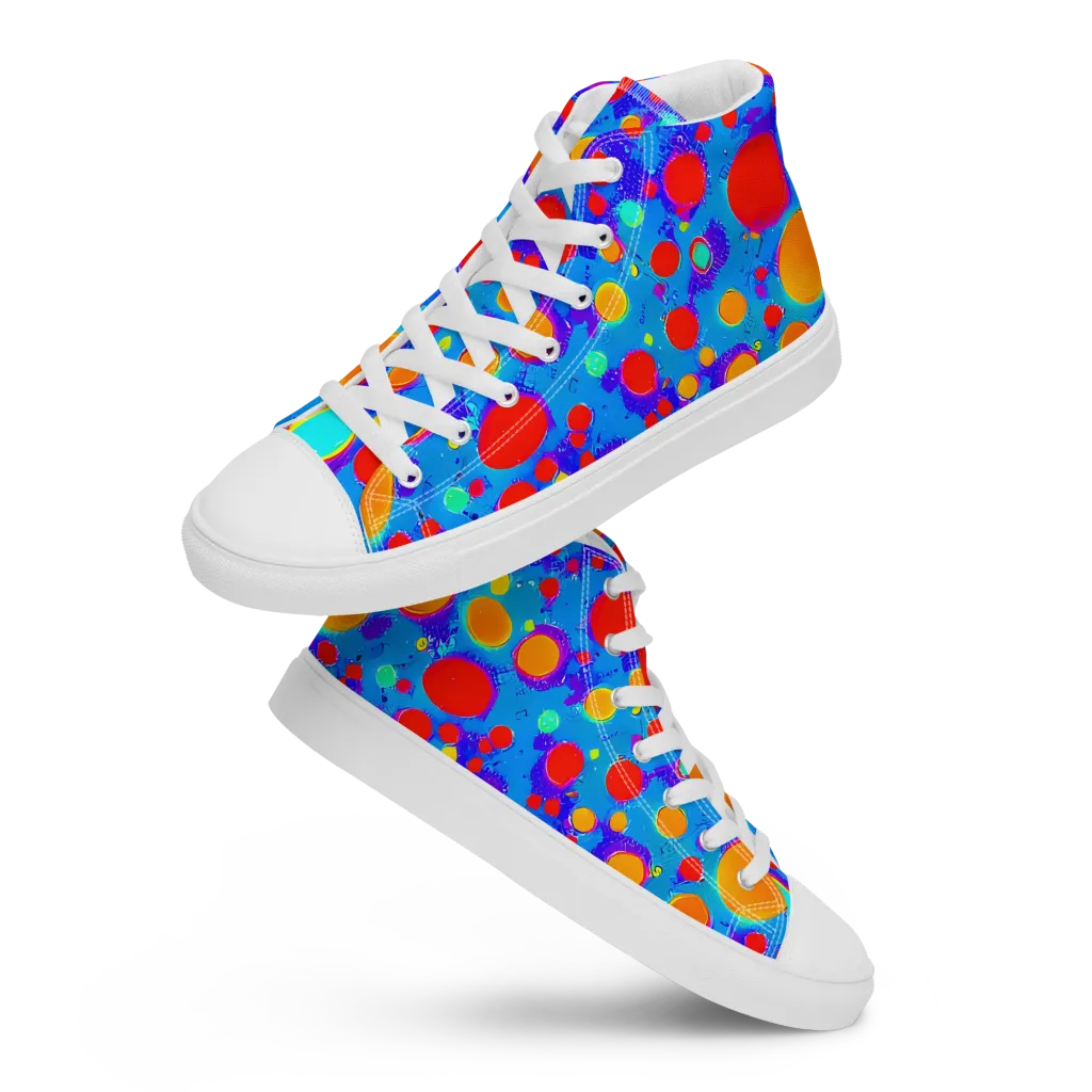 Chromatic Bubblebath on Women's High Top Canvas Shoes — Front