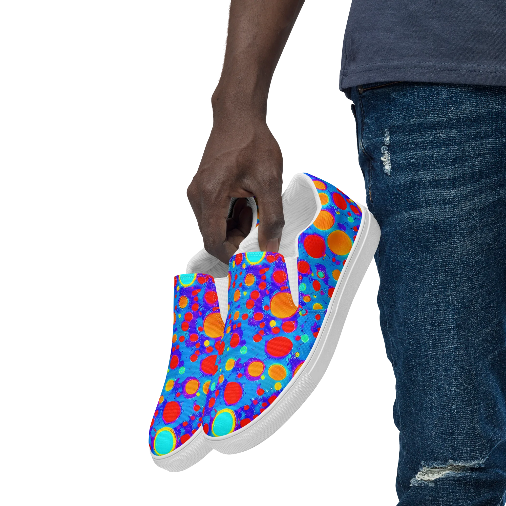 Chromatic Bubblebath on Men's Slip-On Canvas Shoes — Left Front