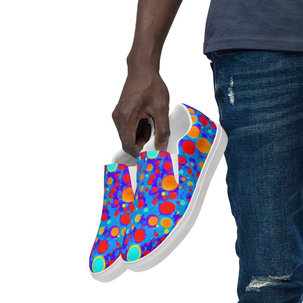Chromatic Bubblebath on Men's Slip-On Canvas Shoes — Left Front