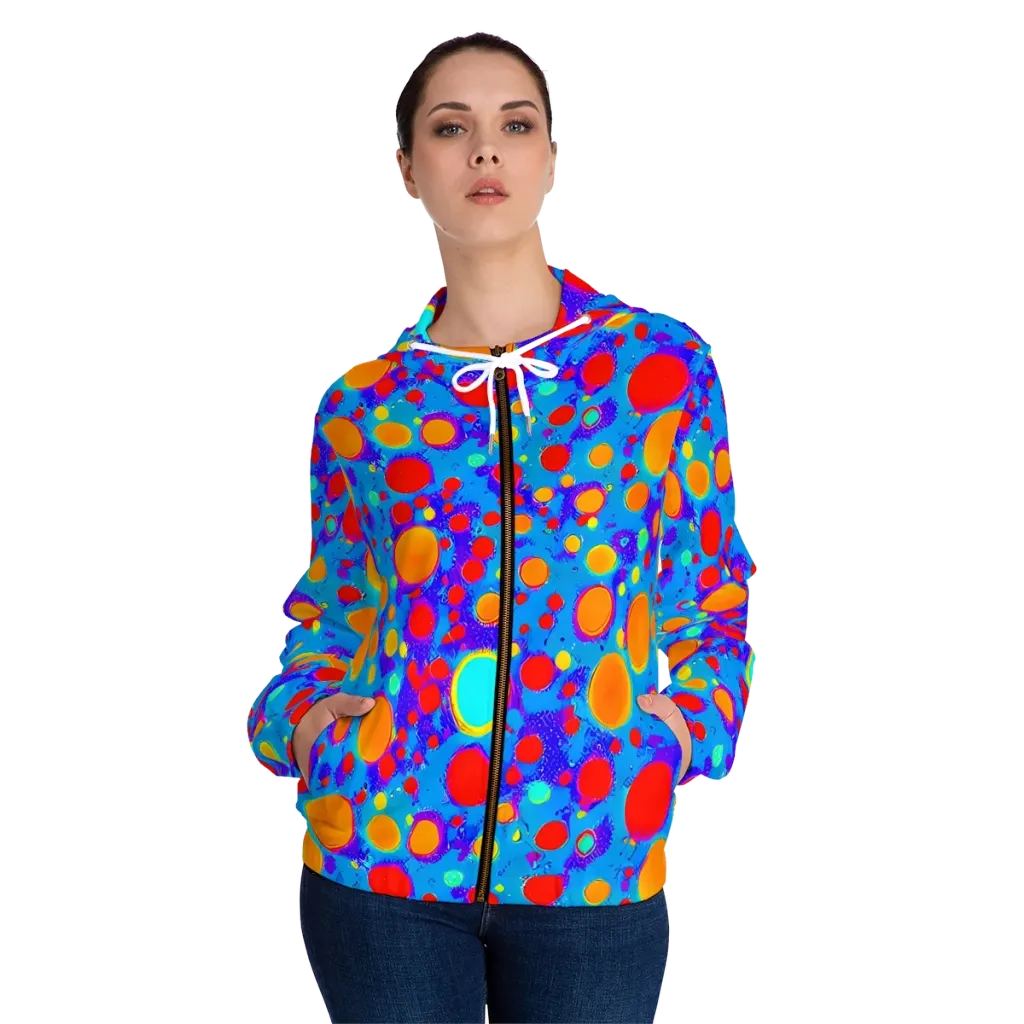 Chromatic Bubblebath on Women's Full-Zip Hoodie — Front On Person