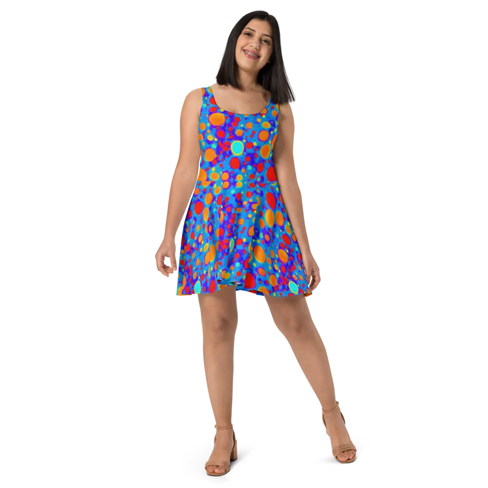 Chromatic Bubblebath on Skater Dress — Front