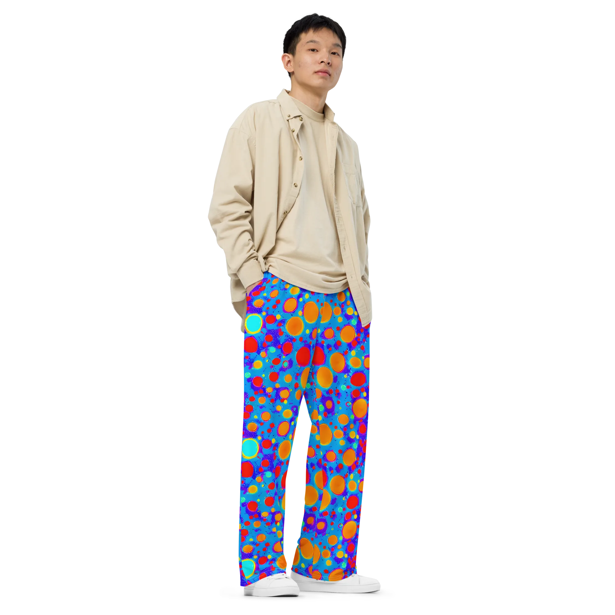 Chromatic Bubblebath on Wide-Leg Pants — Right Front