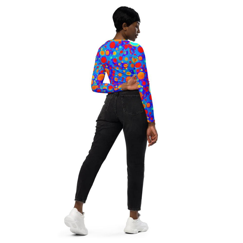 Chromatic Bubblebath on Long Sleeve Crop Top — Right Back