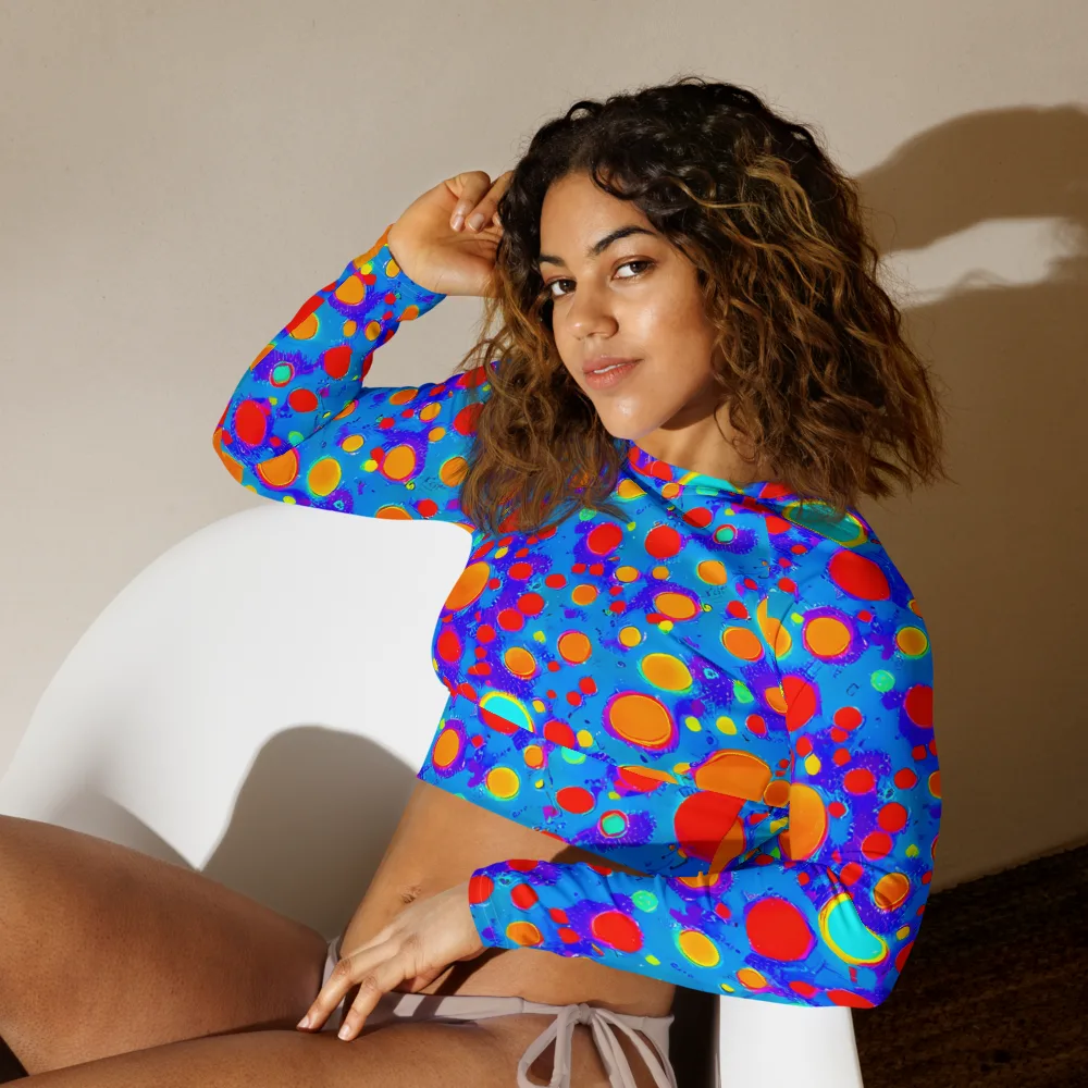 Chromatic Bubblebath on Long Sleeve Crop Top — Left Front