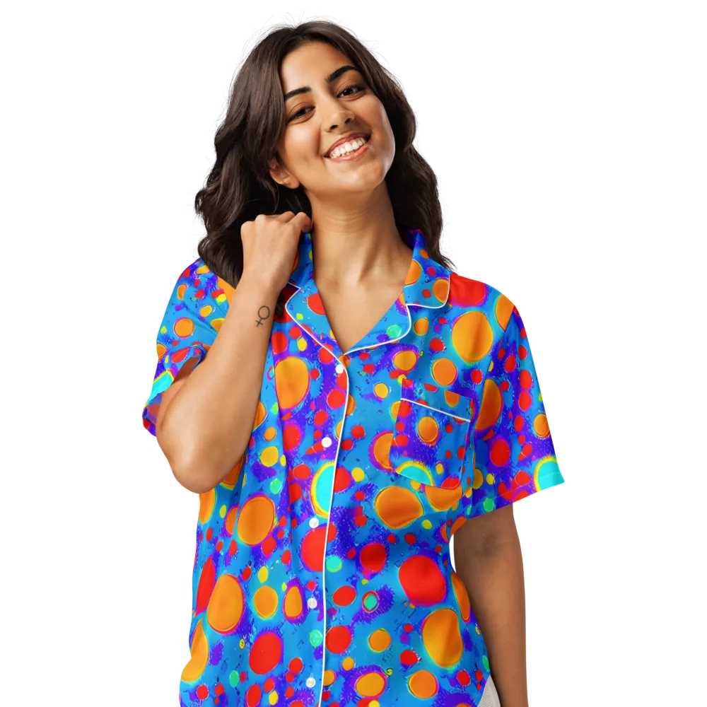 Chromatic Bubblebath on Women's Short Sleeve Pajama Top — Front
