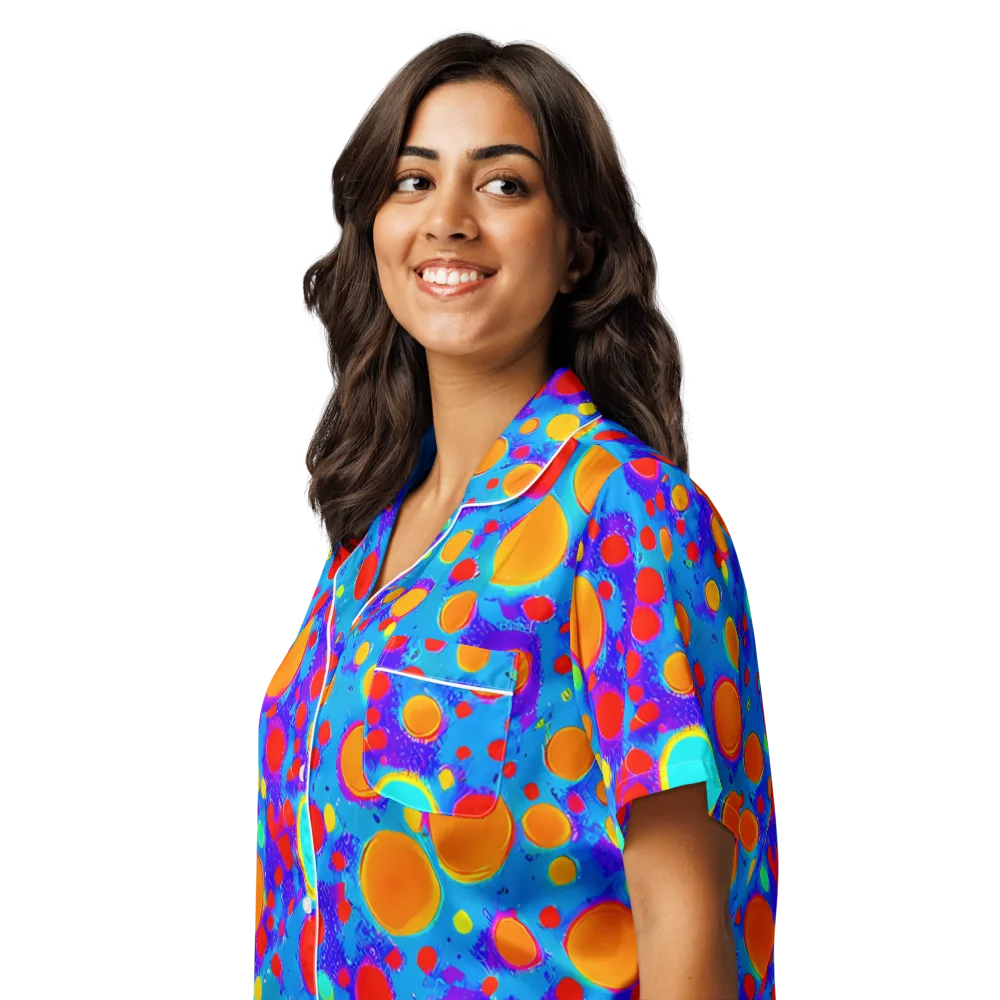 Chromatic Bubblebath on Women's Short Sleeve Pajama Top — Left Front