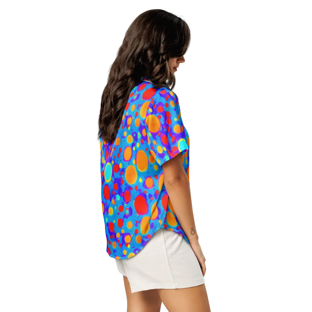 Chromatic Bubblebath on Women's Short Sleeve Pajama Top — Right Back