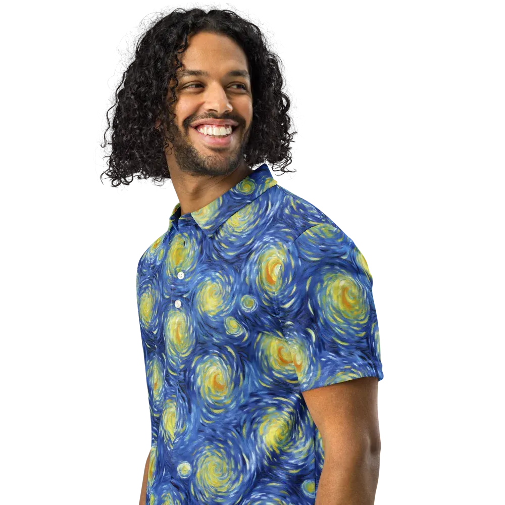 Celestial Whirl on Men's Slim Fit Polo Shirt — Left Front