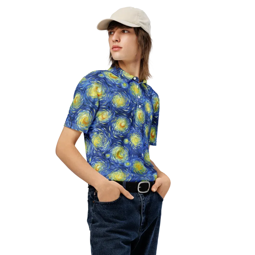 Celestial Whirl on Men's Slim Fit Polo Shirt — Right Front