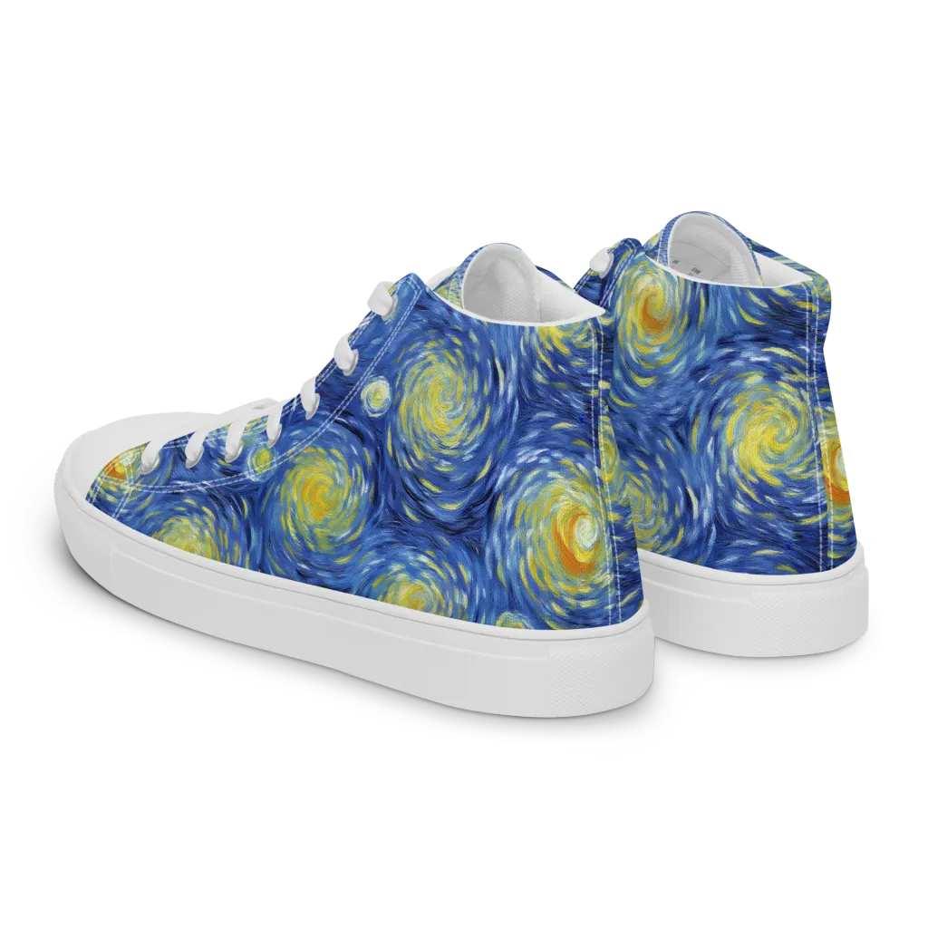 Celestial Whirl on Men's High Top Canvas Shoes — Left Back