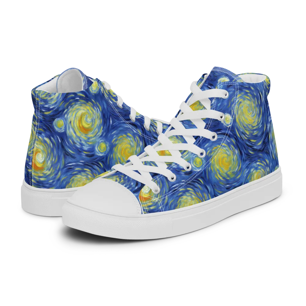 Celestial Whirl on Men's High Top Canvas Shoes — Left