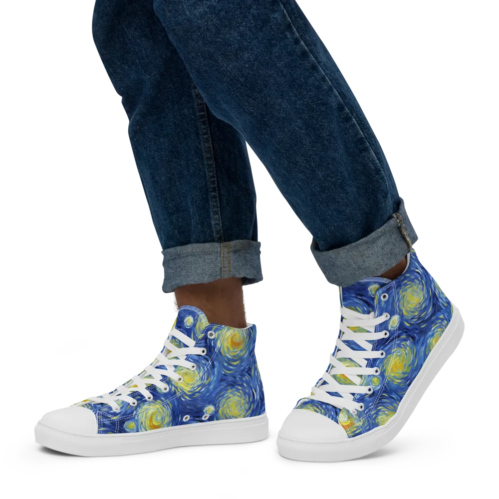 Celestial Whirl on Men's High Top Canvas Shoes — Left