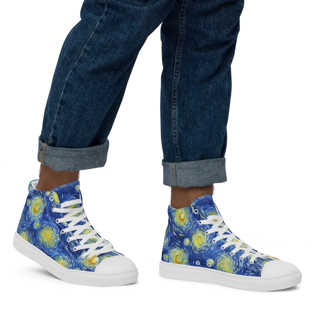 Celestial Whirl on Men's High Top Canvas Shoes — Right